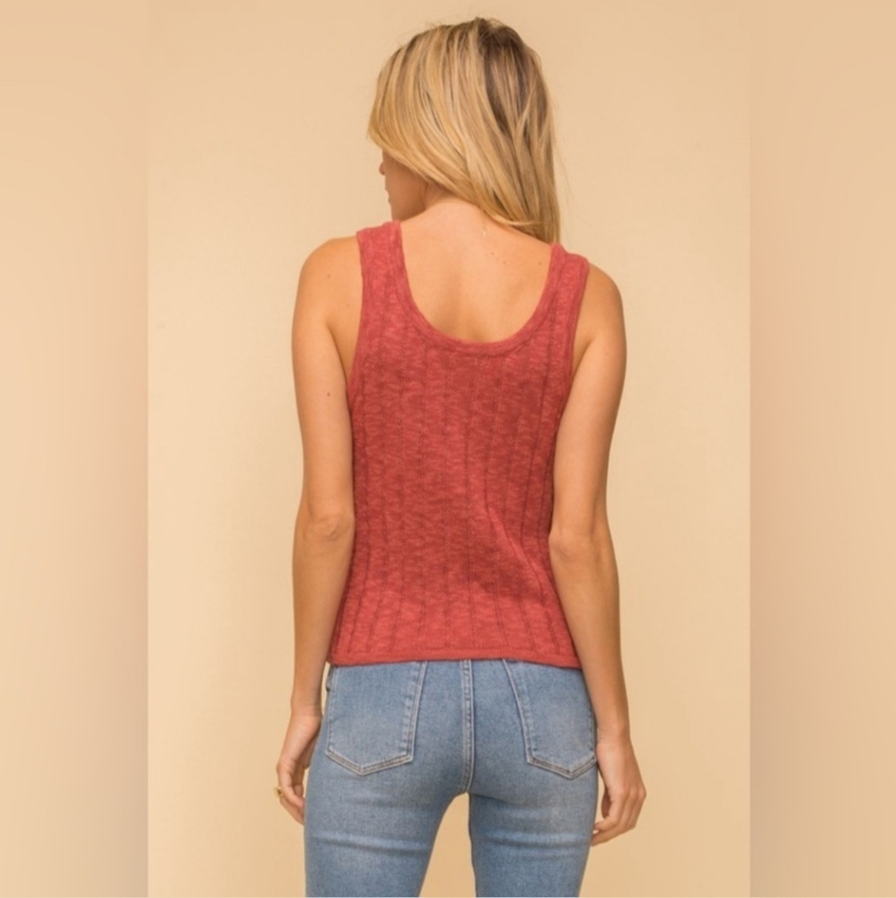 NEW Hem & Thread Ribbed Sweater Top Rose Large - Picture 3 of 3